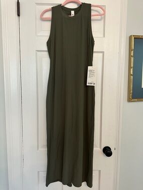Lululemon All Aligned Ribbed Midi Dress Army Green Size 8